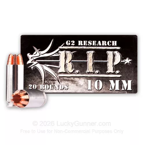10mm Auto – 115 Grain RIP HP – G2 Research – 20 Rounds