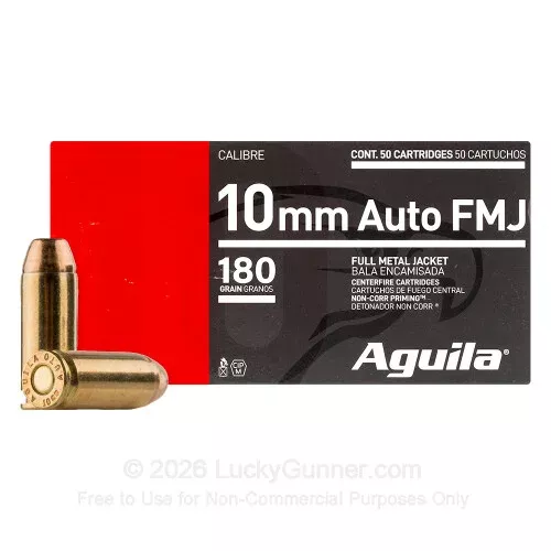 10mm Auto – 180 Grain FMJ – Aguila – 50 Rounds