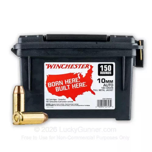 10mm Auto – 180 Grain FMJ – Winchester USA – 150 Rounds in Field Box