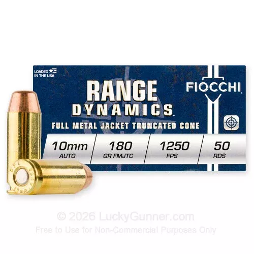 10mm Auto – 180 Grain FMJTC – Fiocchi – 500 Rounds