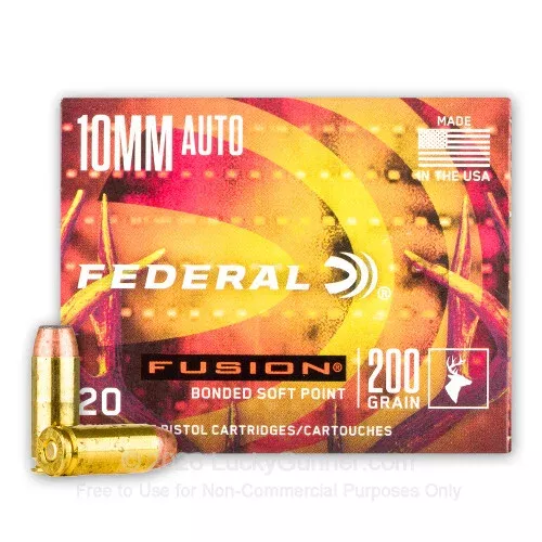 10mm Auto – 200 Grain Bonded SP – Federal Fusion – 20 Rounds