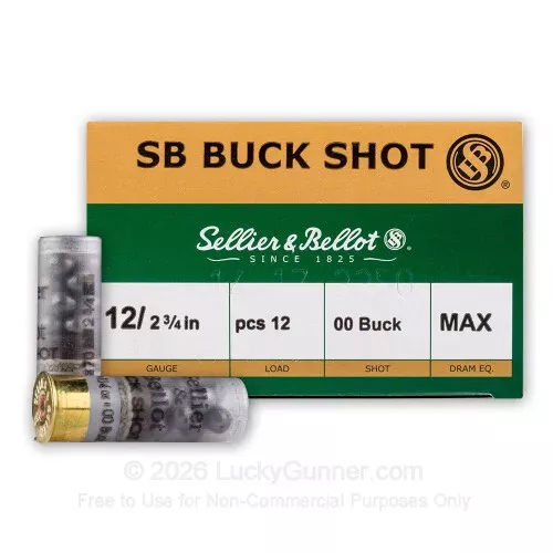 12 ga – 2 3/4″ – 00 Buck – 12 Pellet – 1 1/4 oz – Sellier & Bellot – 25 Rounds