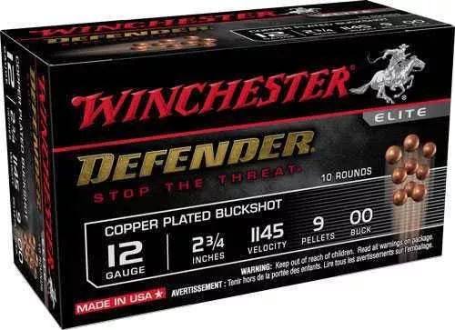 12 Gauge 10 Rounds Ammunition Winchester 2 3/4" 9 Pellet Lead #00 Buck