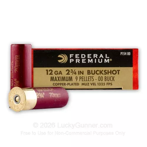 12 Gauge – 2-3/4″ 00 Buck – Federal Vital-Shok – 5 Rounds