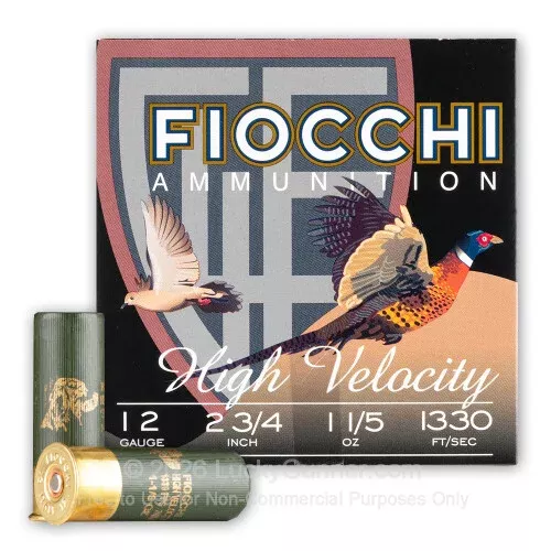 12 Gauge – 2-3/4″ 1-1/5 oz. #7.5 Shot – Fiocchi High Velocity Hunting – 25 Rounds