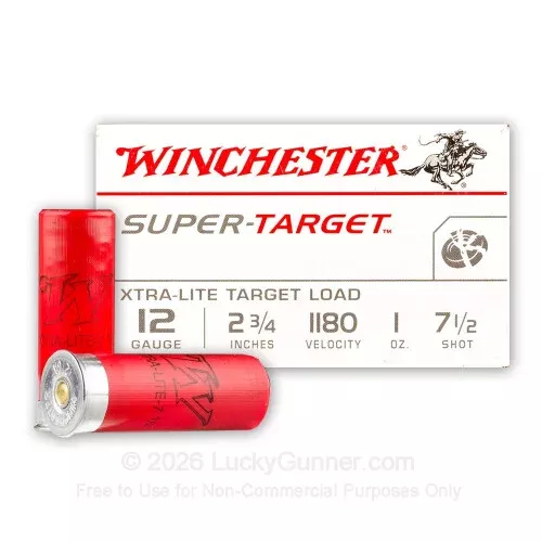 12 Gauge – 2 3/4″ 1 oz. #7 1/2 Shot – Winchester Super Target – 25 Rounds