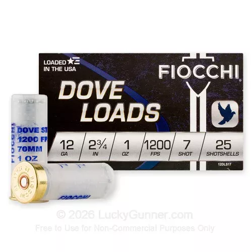 12 Gauge – 2-3/4″ 1oz. #7 Steel Shot – Fiocchi – 25 Rounds