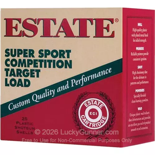 12 Gauge – 2-3/4″ 1oz. #8 Shot – Estate Super Sport Competition – 25 Rounds