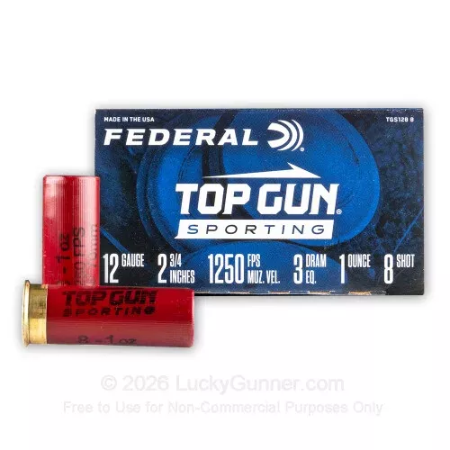 12 Gauge – 2-3/4″ 1oz. #8 Shot – Federal Top Gun Sporting – 25 Rounds