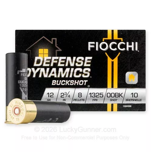 12 Gauge – 2-3/4″ 8 Pellets 00 Buckshot – Fiocchi – 250 Rounds