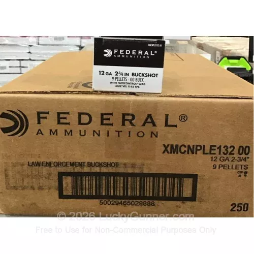 12 Gauge – 2-3/4″ 9 Pellets 00 Buckshot – Federal Tactical LE with FliteControl Wad – 250 Rounds