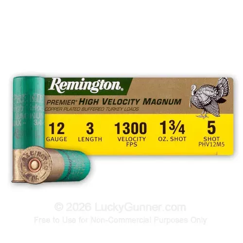 12 Gauge – 3″ 1-3/4 oz. #5 Shot – Remington Premier HV Magnum Turkey – 10 Rounds