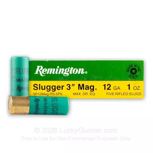 12 Gauge – 3″ 1 oz. Magnum Rifled Slug – Remington Slugger – 250 Rounds