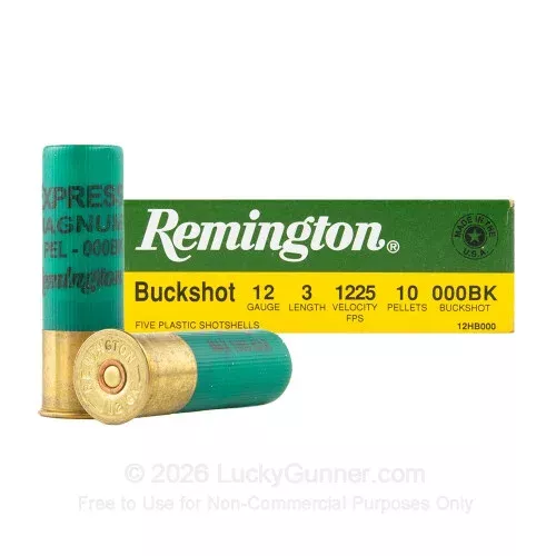 12 Gauge – 3″ 10 Pellets 000 Buckshot – Remington Magnum Buckshot – 250 Rounds