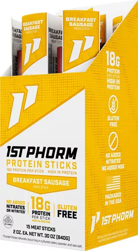 1ST PHORM PROTEIN BEEF STICKS – BREAKFAST SAUSAGE 15 STICKS