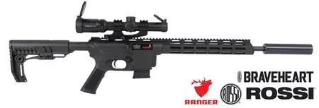 22 Rossi 7022 Delta Tac Adjustable Stock 14.5″ Ranger 1-8×24 Silencer Package