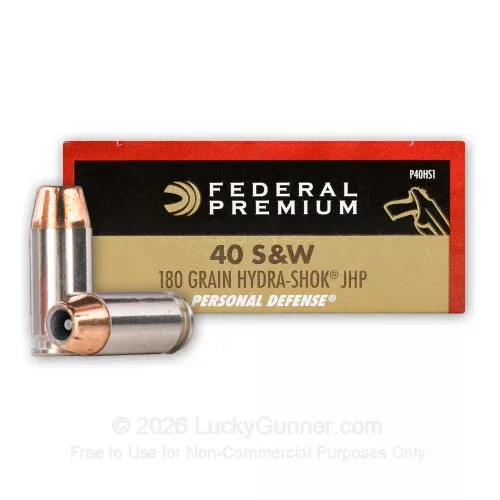 40 S&W – 180 Grain Hydra Shok JHP – Federal – 500 Rounds