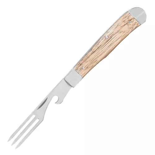 ABKT Cattleman Chuckwagon Trapper Knife 3-1/4" Blade with Fork Blade Zebrawood