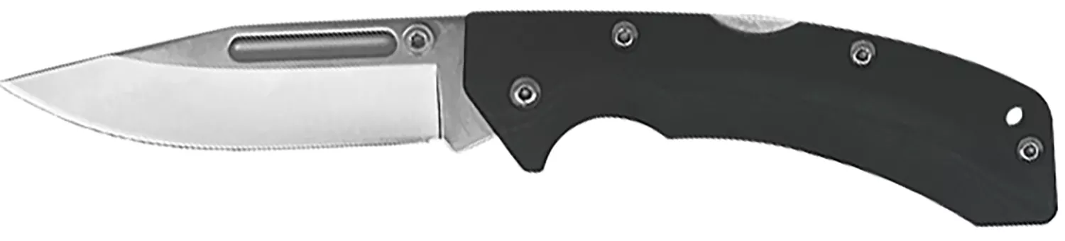 AccuSharp 711C Lockback3" Folding Clip Point Plain Stainless Steel Blade/Black FRN Handle Includes Allen Wrench