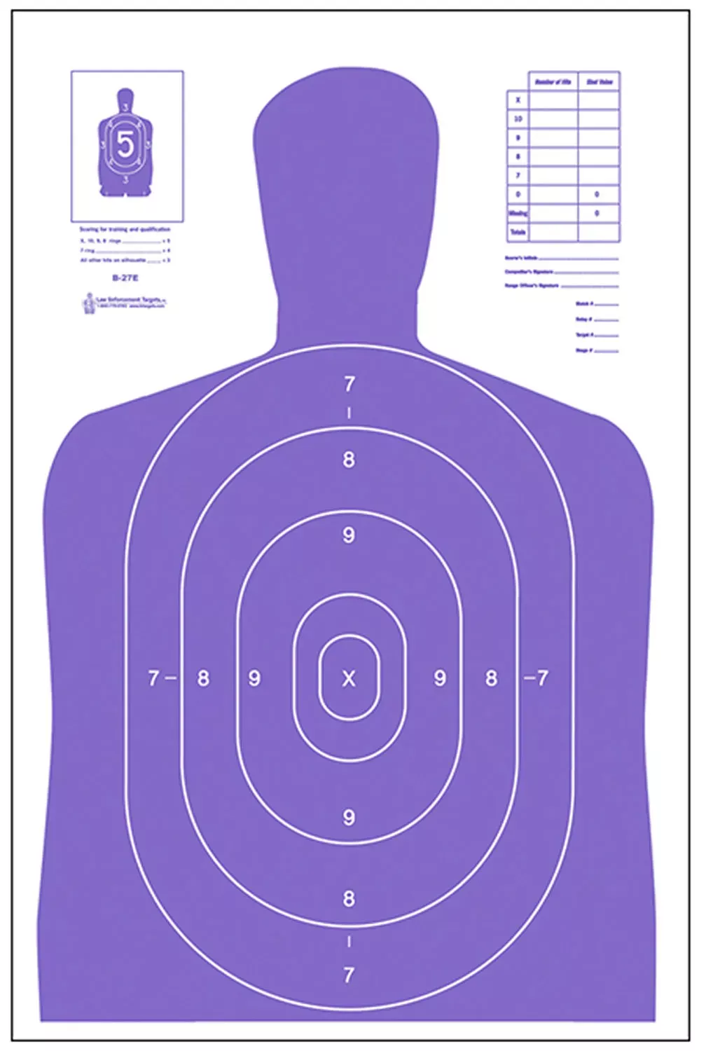 Action Target B27EPR100 Qualification High Visibility Fluorescent Silhouette Paper 23 x 35 Fluorescent PurpleWhite 100 Per Box UPC: 793936704875
