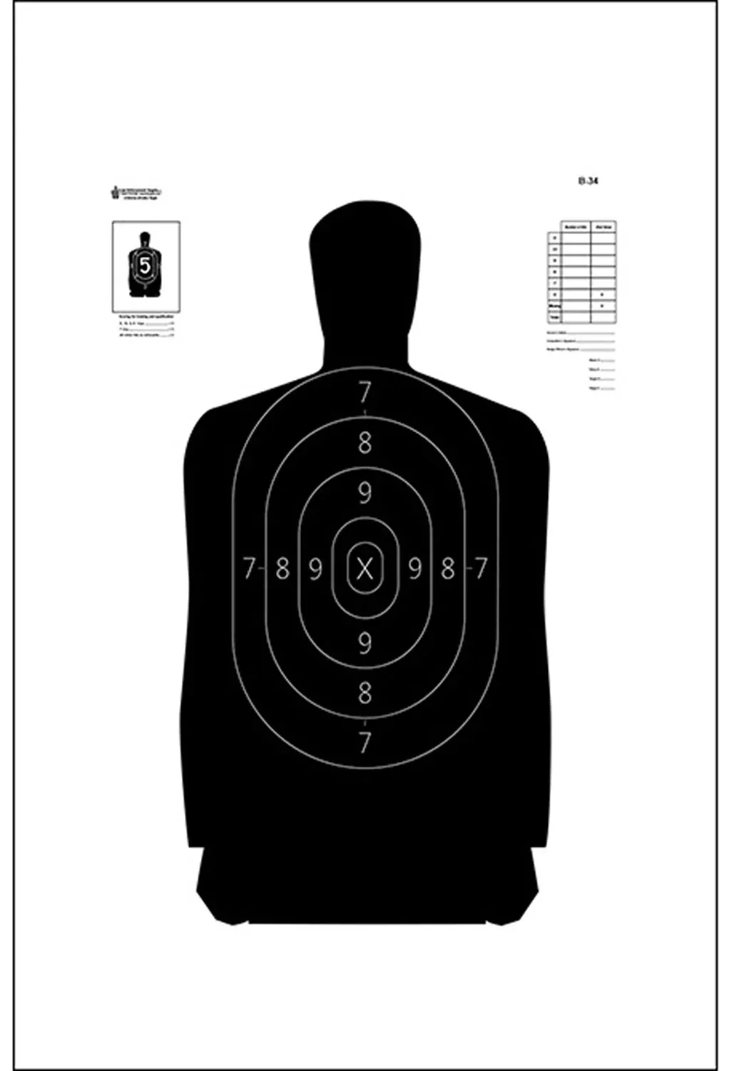 Action Target B34100 QualificationSilhouette Paper Hanging 25 yds 17.50" x 23" Black/White 100 Per Box