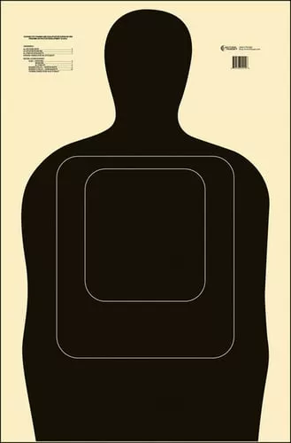 Action Target TQ15BLACK100 Qualification Standard Silhouette Paper Hanging 25 yds 24" x 45" Black/White 100 Per Box