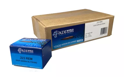 ADI World Class .223 REM 55 Grain Sierra Blitzking CASE200 UPC: 9332153003173