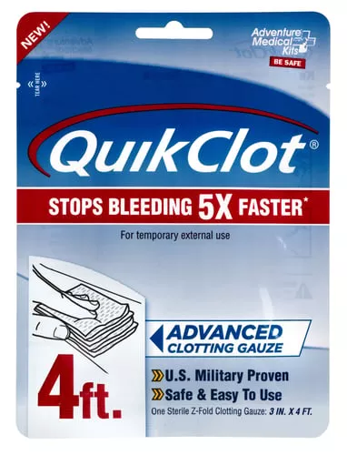 Adventure Medical Kits 50200026 QuikClotStop Bleeding White 3" x 48" Clotting Gauze