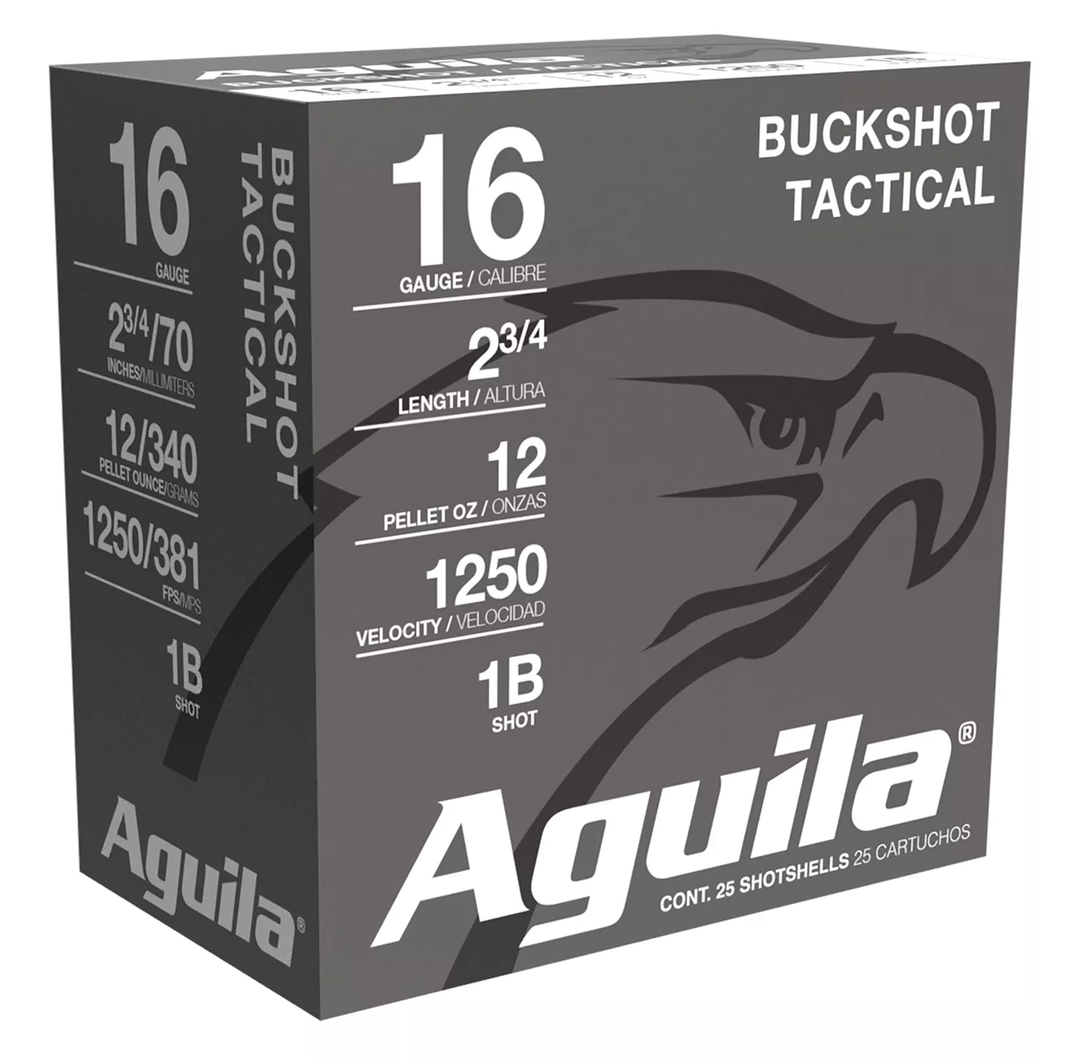 Aguila 1C1601BA Buckshot16Gauge 2.75" 1 1/8oz 1Buck Shot 25 Per Box/10 Case