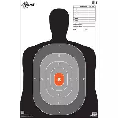 Allen Company EZ AIM B27 | Pro Silhouette | Paper Target | 23×35″ | 50 Pack | Black | Gray | and Orange | 15744