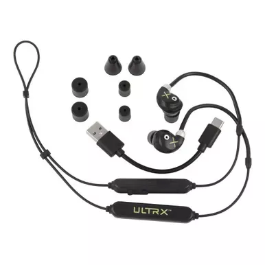 Allen Company ULTRX E-Bud Neckband Electronic Ear Plug NRR 19-30 dB Bluetooth 5.3 Rechargeable Black 4159