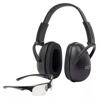 Allen Company ULTRX Hearing and Eye Combo | Sound Blocker Earmuff | NRR 23dB | Black | Impact Resistant Shooting Glasses | Clear | ANSI Z87.1+ | 4158