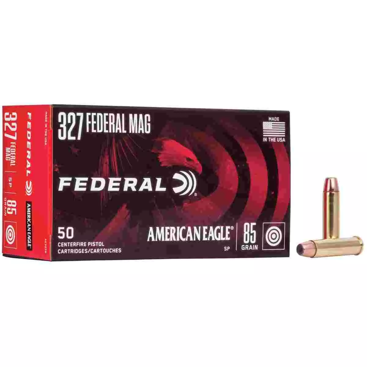 American Eagle Handgun Ammunition .327 Mag 85 gr SP 1400 fps 50/box