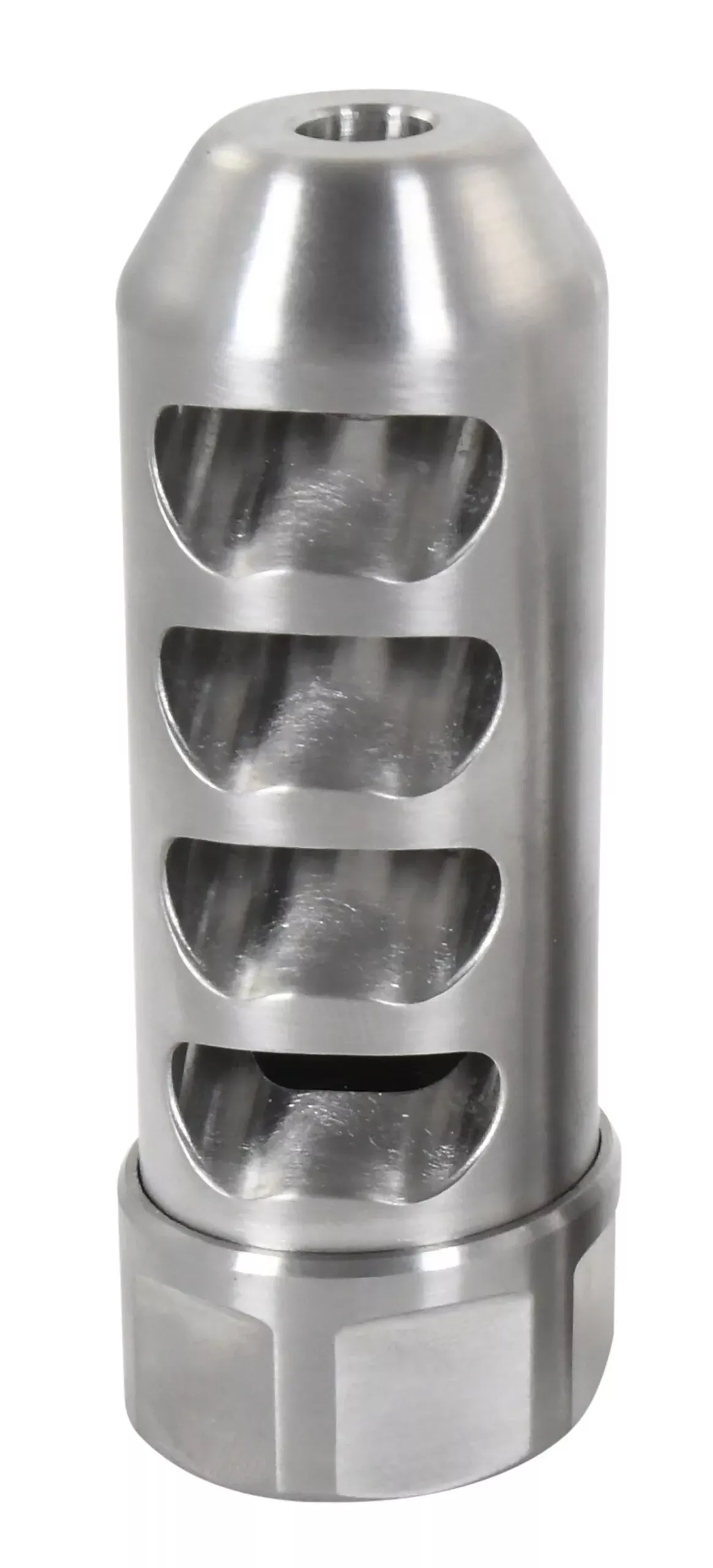 American Precision Arms G2F5838S Gen 2 Fat Bastard Self Timing Brake Stainless Steel with 5/8"-24 tpi Threads, 3.30" OAL & 1.115" Diameter for 338 Cal Rifle