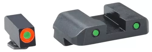 AmeriGlo GL448 Spartan Sight Set for GlockBlack | Green Tritium with Orange Outline Front Sight Green Tritium with Black Outline Rear Sight