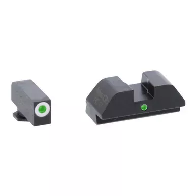 AmeriGlo I-Dot | Sight | Fits Glock 42 and 43 | Green Tritium White Outline Front with Green Rear | GL-105