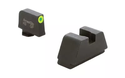 Ameriglo Optics Compatible Tritium Handgun Sight Set for Glock Flat Black .295? Rear 1L Tall Green with Black .220? Front