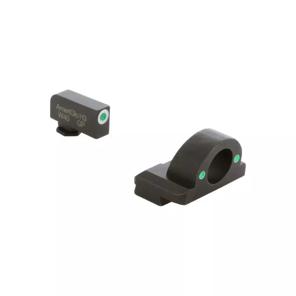 Ameriglo Tritium Ghost Ring Handgun Sight for Glock 42/43/43X/48 Green Rear Green with White Front