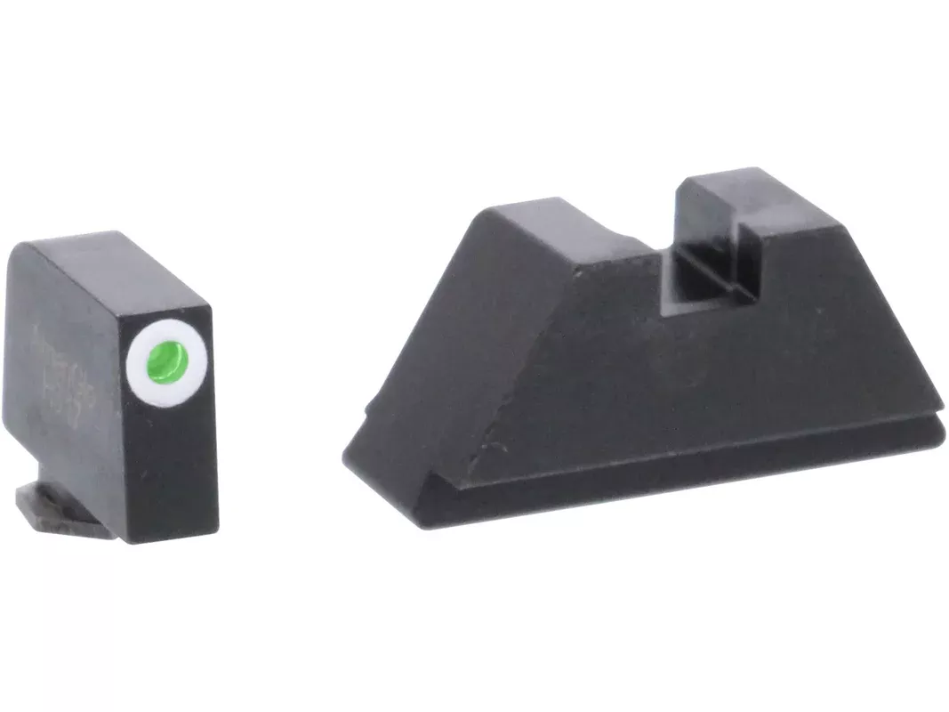 Ameriglo XL Suppressor Night Sight Set for Glock 17, 19, 20, 21, 22, 23, 24, 26, 27, 29, 30, 31, 32, 33, 34, 35, 36, 37, 38, 39, 40, 41, 45 Tritium Green Front with White Outline, Black Rear