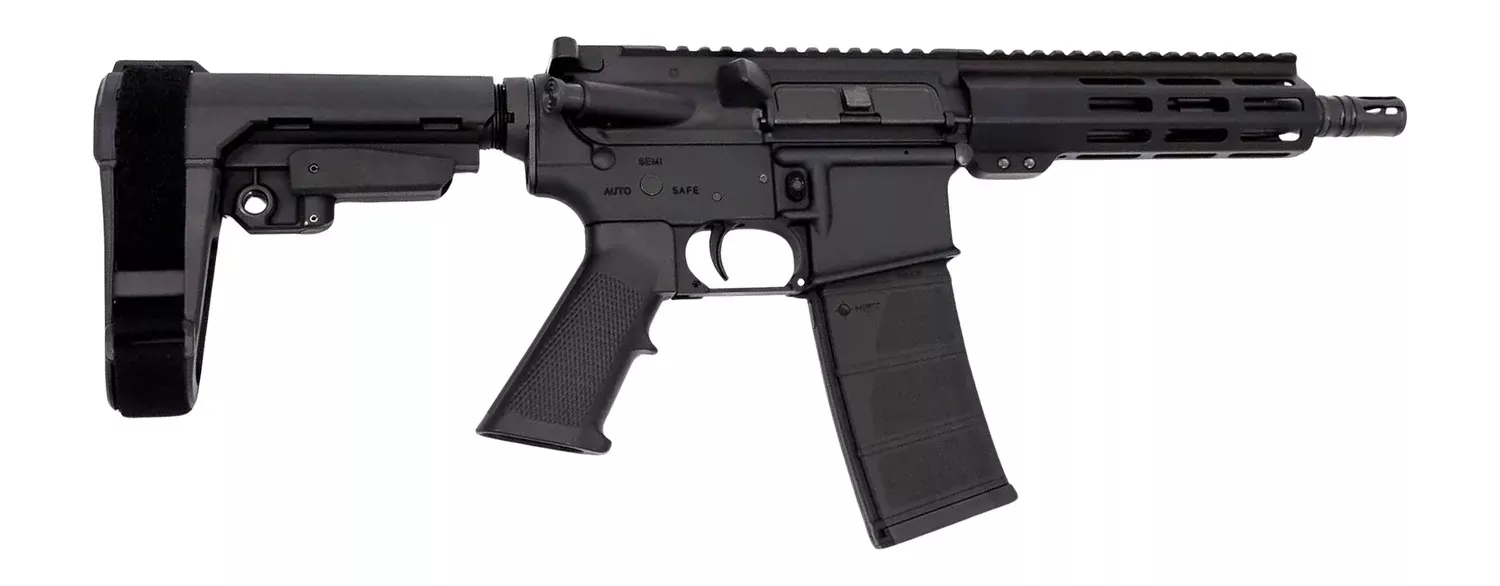 Andro Corp Industries 3008CB ACI-15 CQB 300 Blackout 30+1 8″ Black Nitride Threaded Barrel, Black Anodized Aluminum Receiver W/Picatinny Rail, M-LOK Handguard, Black Polymer SBA3 Pistol Brace, A2 Grip