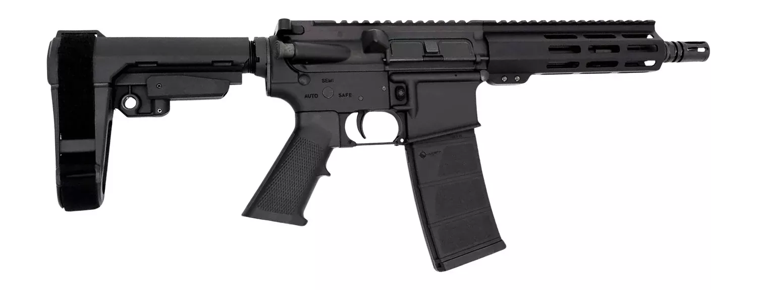 Andro Corp Industries 5568CB ACI-15 CQB 5.56 NATO 30+1 8″ Black Nitride Threaded Barrel, Black Anodized Aluminum Receiver W/Picatinny Rail, M-LOK Handguard, Black Polymer SBA3 Pistol Brace, Black A2 G