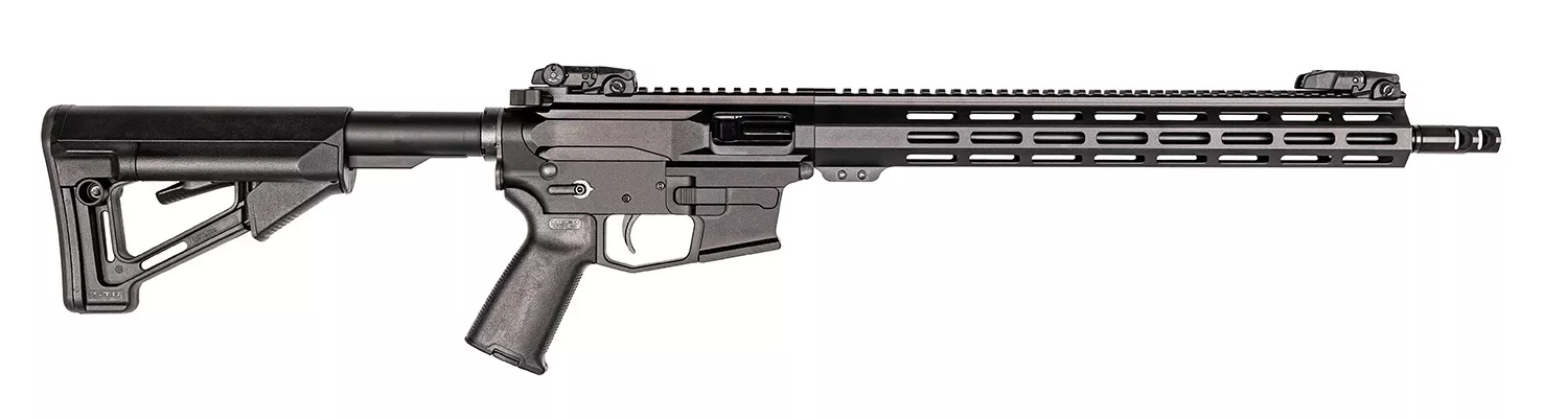 ArmaLiteM-15 PDW 9mm Luger 33+1 16″, Black, Muzzle Brake, Magpul Furniture, STR Stock, MOE+ Grip, MBUS Sights (Glock Mag Compatible)