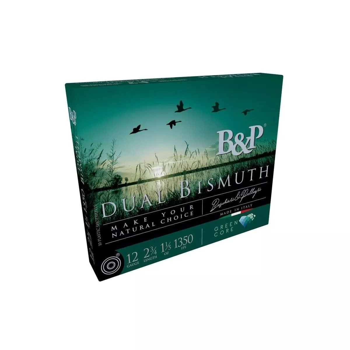 B&P Dual Bismuth Shotshells 12ga 2-3/4'' 1-1/5oz#4 + #3 1350 fps 10/ct