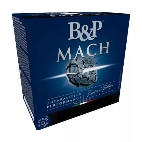 B&P Mach LV Professional Handicap Shotshells 12ga 2-3/4″ 1-1/8oz 1250 fps #8 25/ct