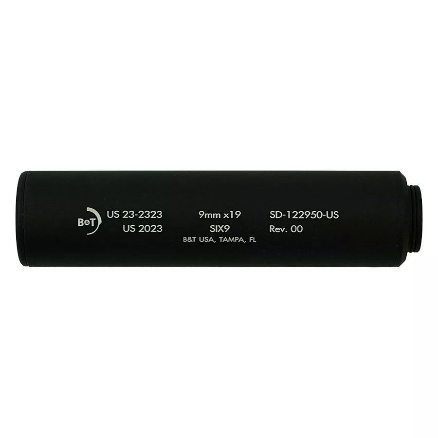 B&T Six9 Wipe Suppressor ONLY 9mm Luger Black Firearm Sold Separately