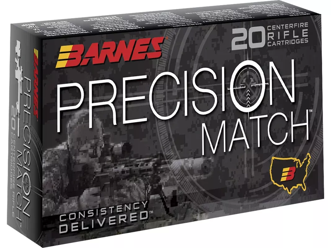 Barnes Precision Match 338 Lapua Magnum Ammo 300 Grain Barnes Open Tip Match Jacketed Hollow Point Box of 20