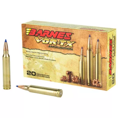 Barnes VOR-TX, 300WIN, 165 Grain, Tipped Triple Shock X, Boat Tail, Lead Free, 20 Round Box, California Certified Nonlead Ammunition 21537
