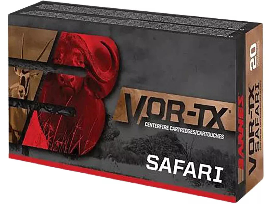 Barnes VOR-TX Safari 470 Nitro Express Ammo 500 Grain Barnes Triple-Shock X Solid Hollow Point Lead Free Box of 20