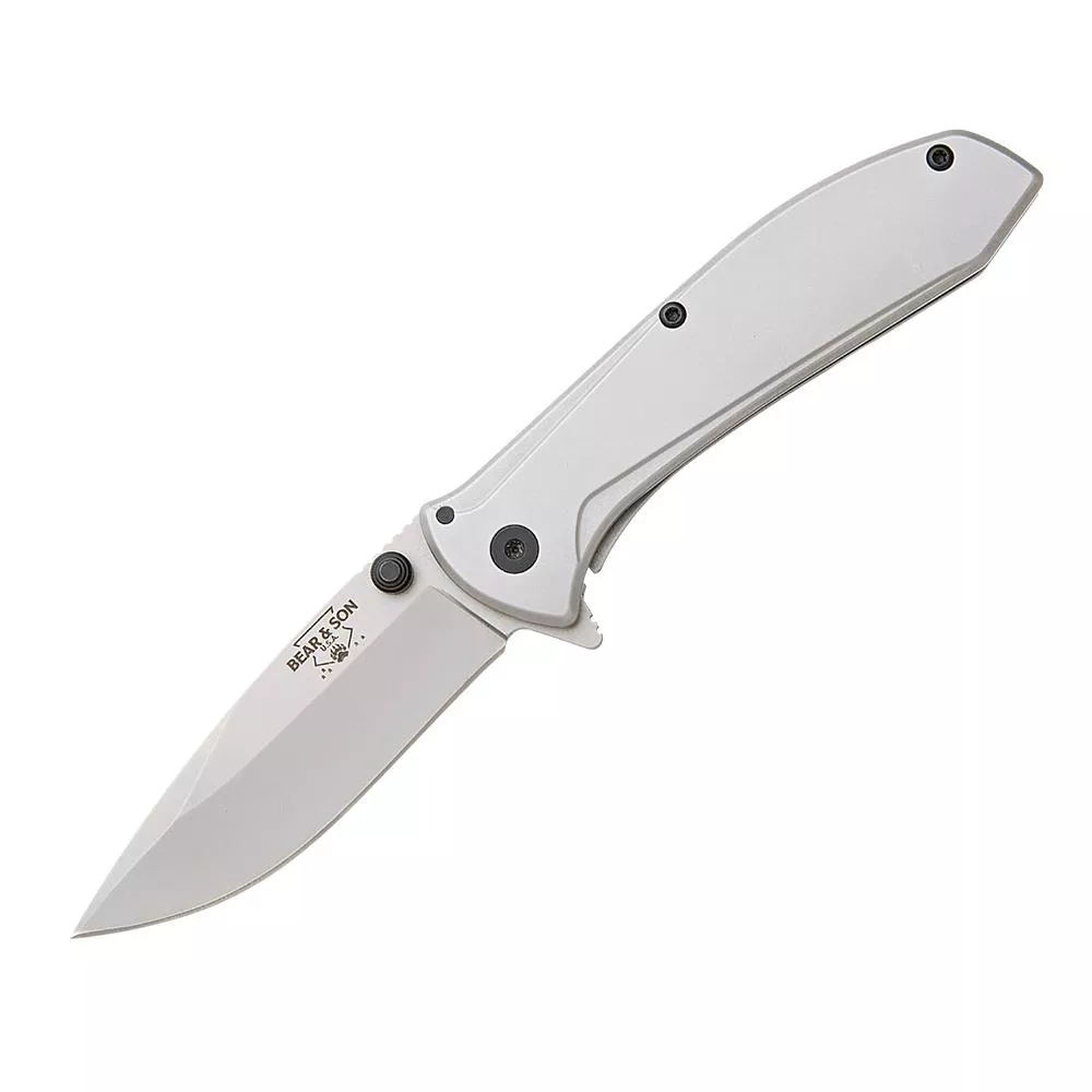 Bear & Son Framelock Assisted Opener Folding Knife 2-7/8″ Drop Point Blade Stainless Steel
