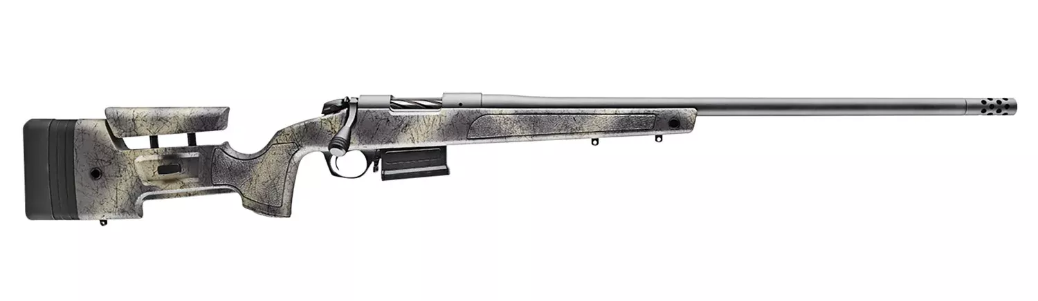 Bergara Rifles B145371 B-14 Wilderness HMR 308 Win 5+1 20″ Threaded, Sniper Gray Cerakote Barrel/Rec, Adj. SoftTouch Woodland Camo Stock with Mini-Chassis, Omni Muzzle Brake
